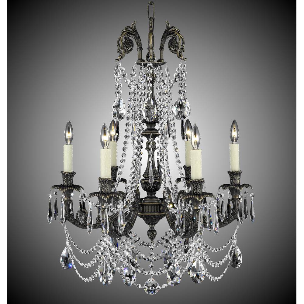 American Brass And Crystal Finisterra 6 Light Finisterra With Draping Chandelier