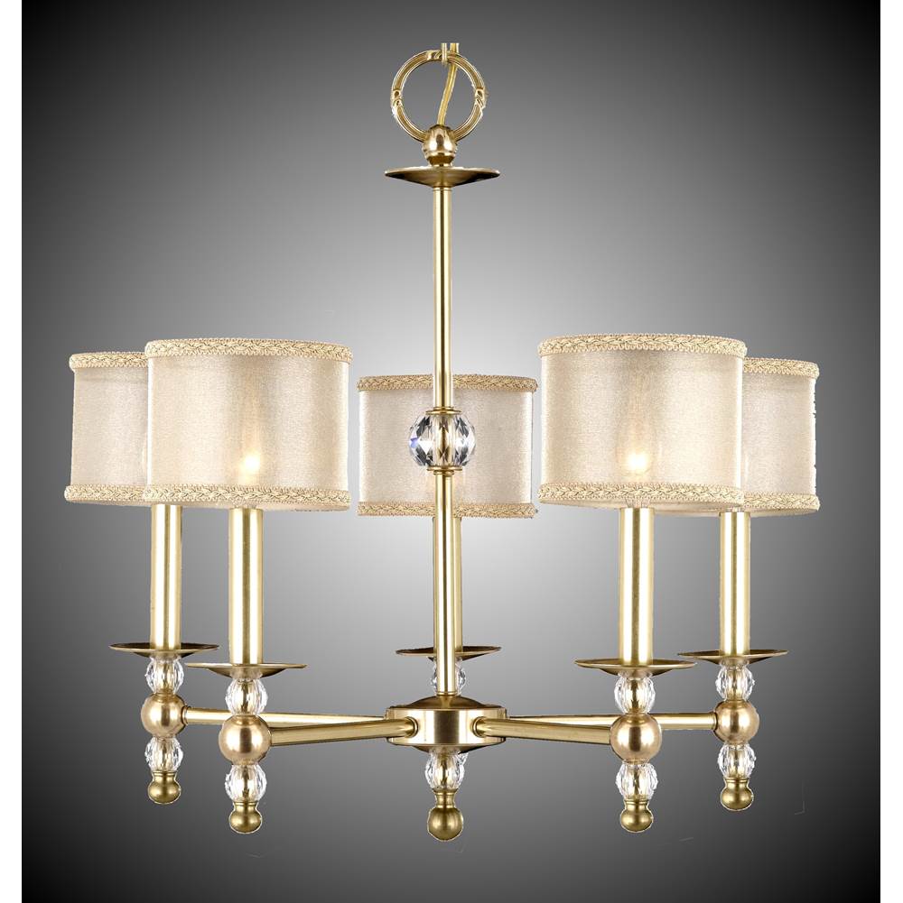 American Brass And Crystal Magro 5 Light Magro Stem Chandelier With Shades