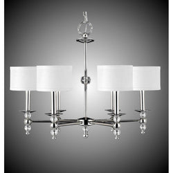 American Brass And Crystal Magro 6 Light Magro Stem Chandelier With Shades