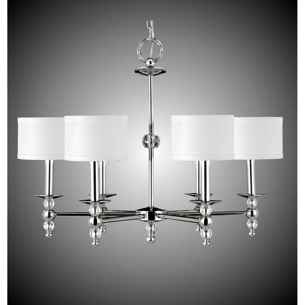 American Brass And Crystal Magro 6 Light Magro Stem Chandelier With Shades