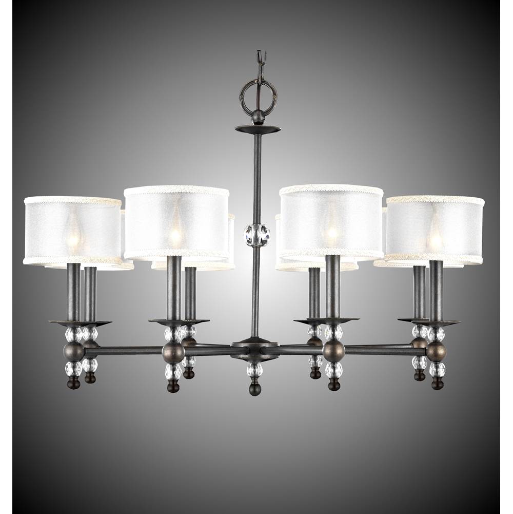 American Brass And Crystal Magro 8 Light Magro Stem Chandelier With Shades
