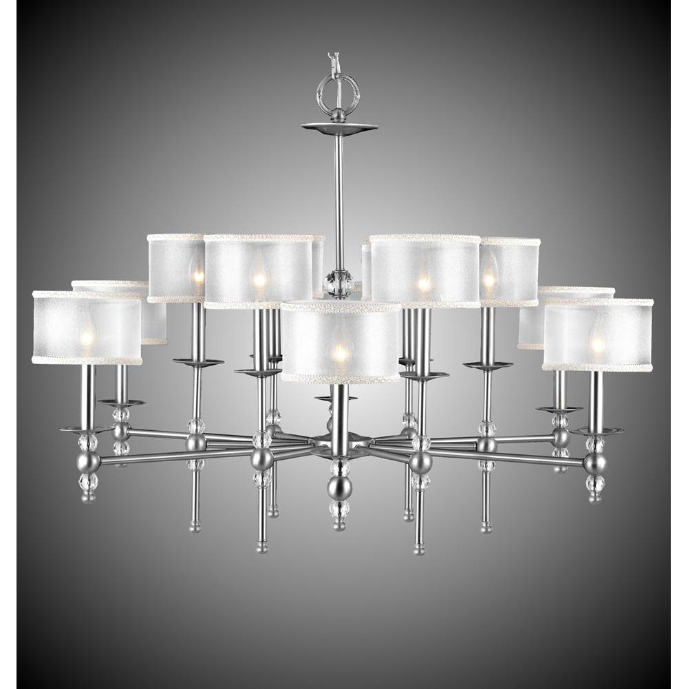 American Brass And Crystal Magro 6+6 Light Magro Stem Chandelier With Shades