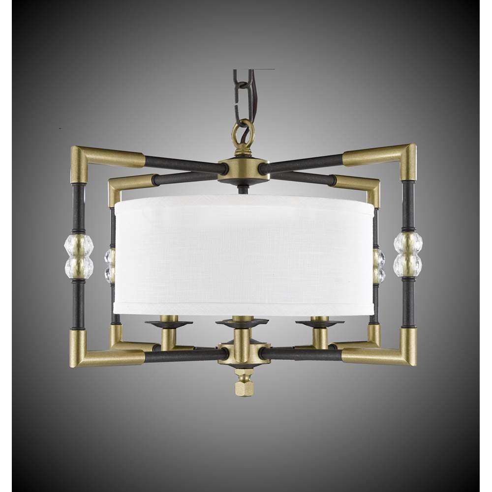 American Brass And Crystal Magro 4 Light Magro Drum Shade Chandelier