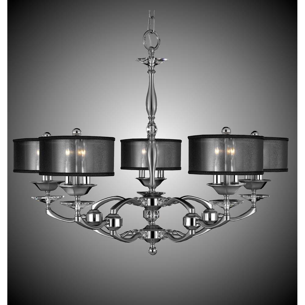 American Brass And Crystal Kensington 5 Arm Kensington Dinette Drum Shade Chandelier