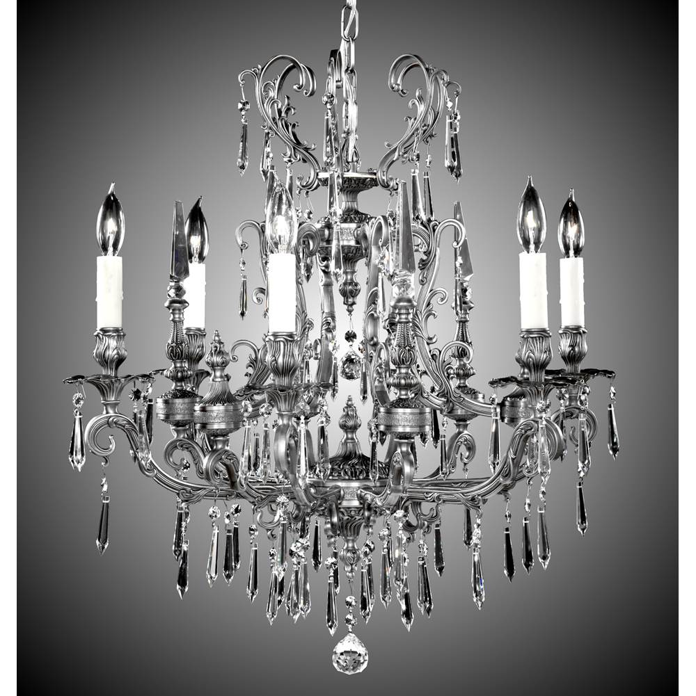 American Brass And Crystal Parisian 6 Light Parisian Chandelier