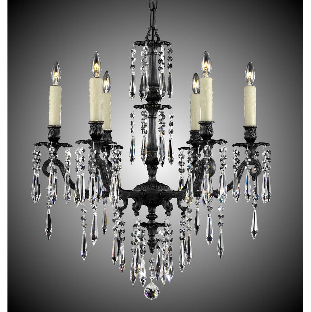 American Brass And Crystal Parisian 6 Light Parisian Spire Chandelier