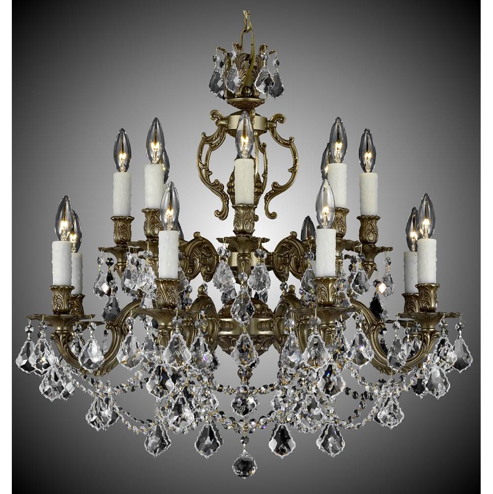 American Brass And Crystal Rosetta 8+8 Light Rosetta Chandelier