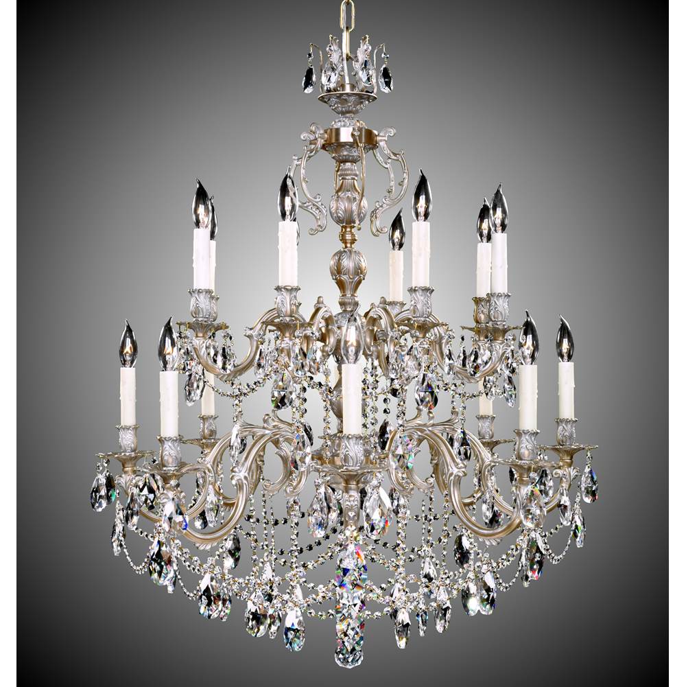 American Brass And Crystal Rosetta 8+8 Light Rosetta Chandelier