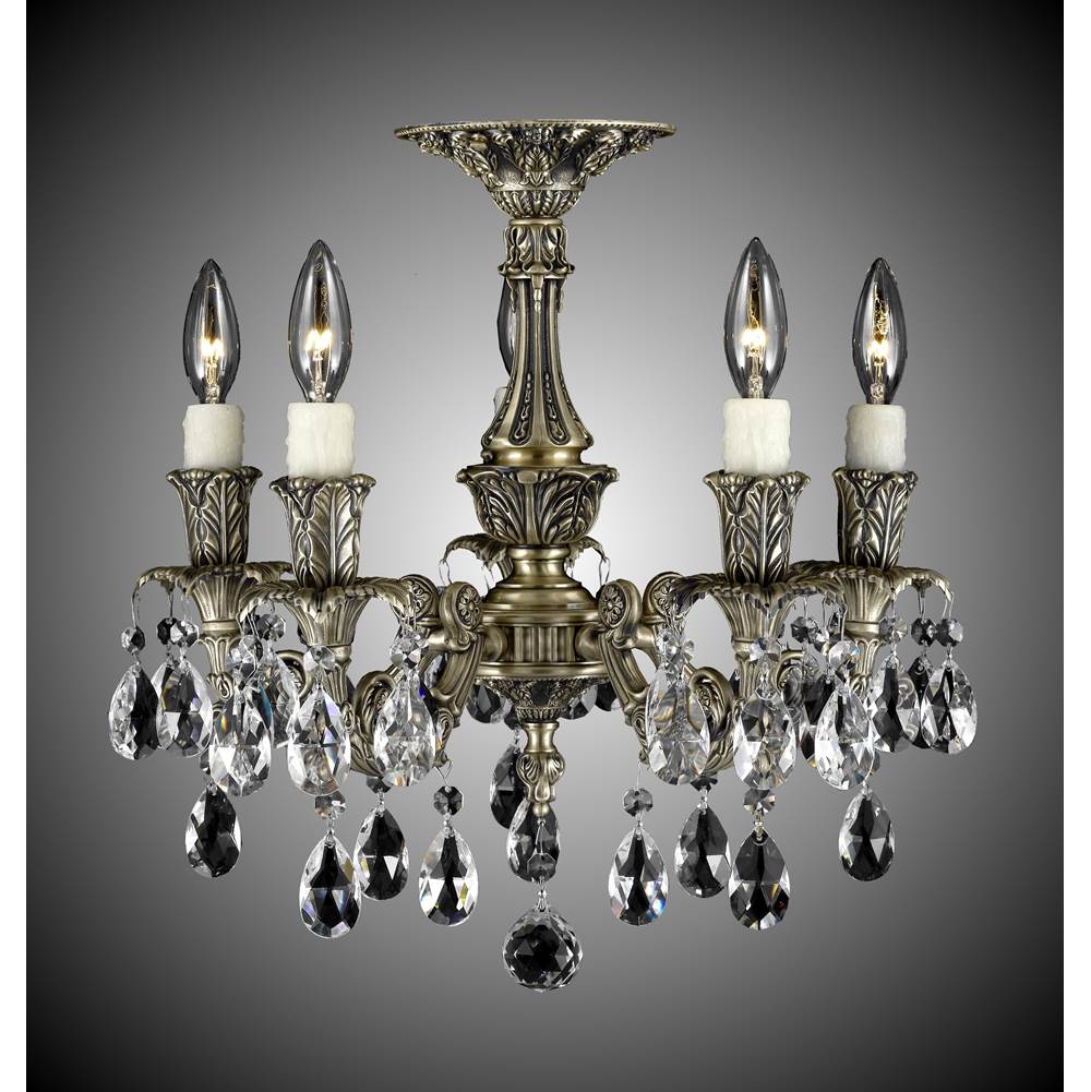 American Brass And Crystal Finisterra 5 Light Finisterra Flush Mount