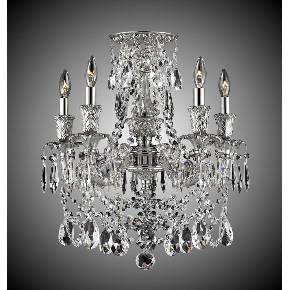 American Brass And Crystal Finisterra 5 Light Finisterra With Draping Flush Mount