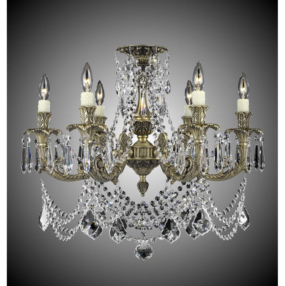 American Brass And Crystal Finisterra 6 Light Finisterra With Draping Flush Mount