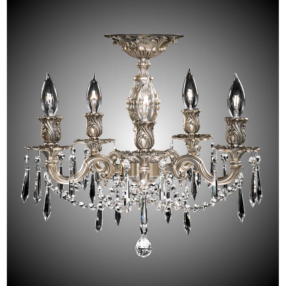 American Brass And Crystal Rosetta 5 Light Rosetta Flush Mount