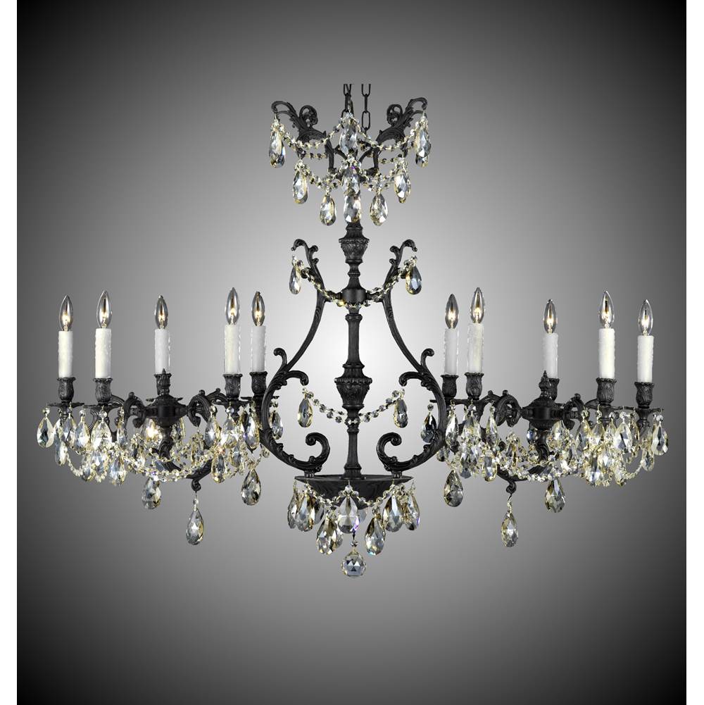 American Brass And Crystal Chateau 10 Light 2 Arm Chateau Island Light With Draping