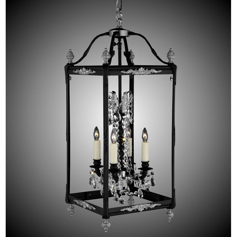 American Brass And Crystal Lantern 4 Light 13 Inch Extended Square Lantern With Crystal And Glass