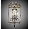 American Brass And Crystal Lantern 3 Light 8 Inch Semi-flush Lantern With Clear Curved Glass And Crystal