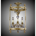 American Brass And Crystal Lantern 3 Light 13 Inch Semi-flush Lantern With Clear Curved Glass And Crystal
