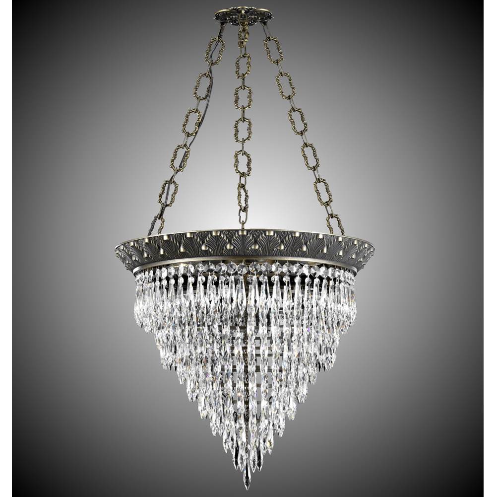 American Brass And Crystal Corinthian 22''w 6 Light Corinthian Spire Pendant