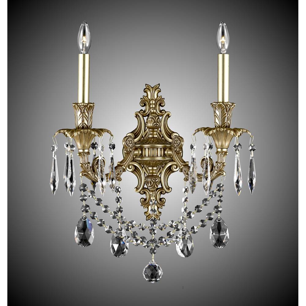 American Brass And Crystal Finisterra 2 Light Finisterra With Draping Wall Sconce
