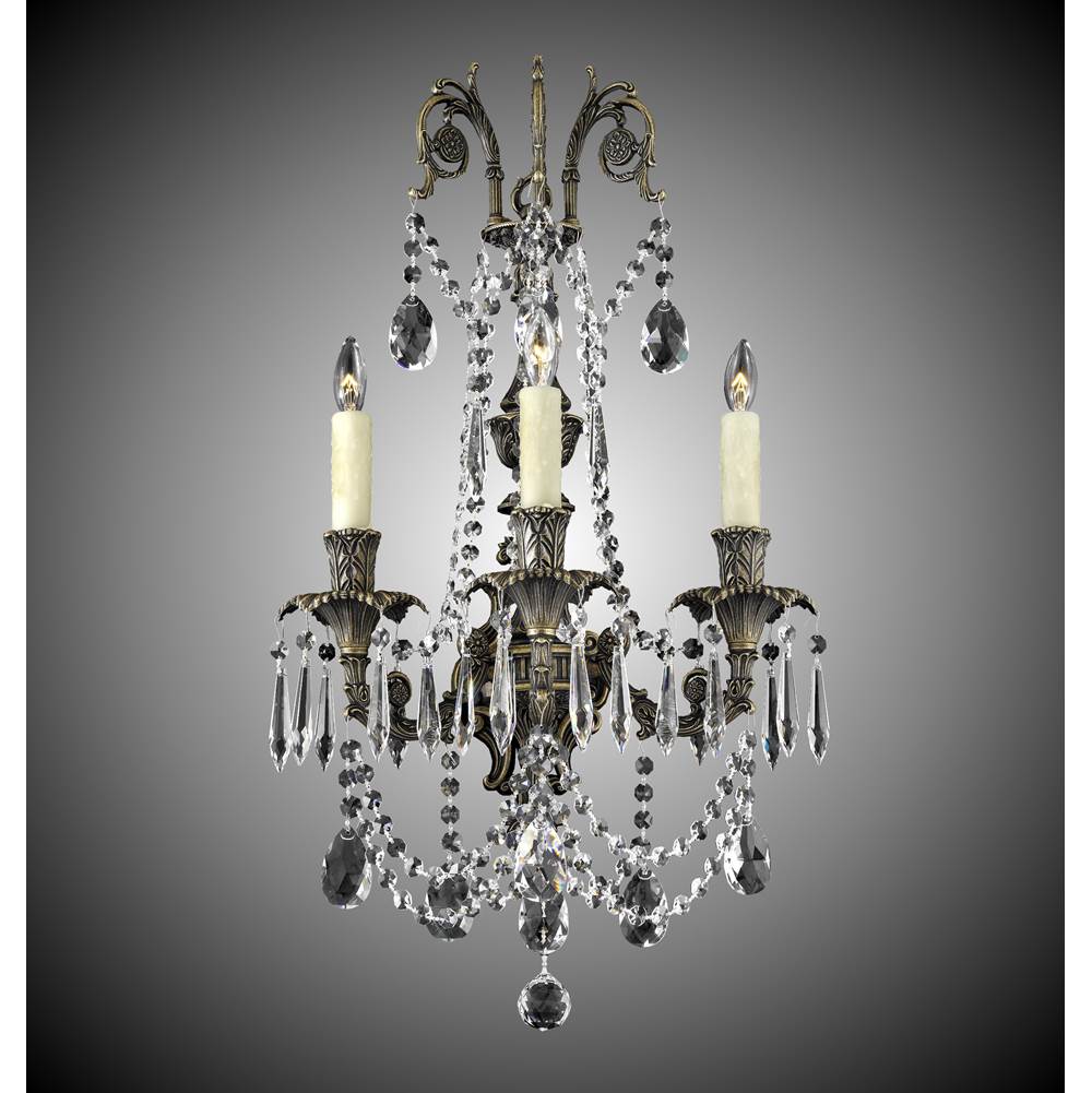 American Brass And Crystal Finisterra 3 Light Finisterra With Draping Empire Wall Sconce