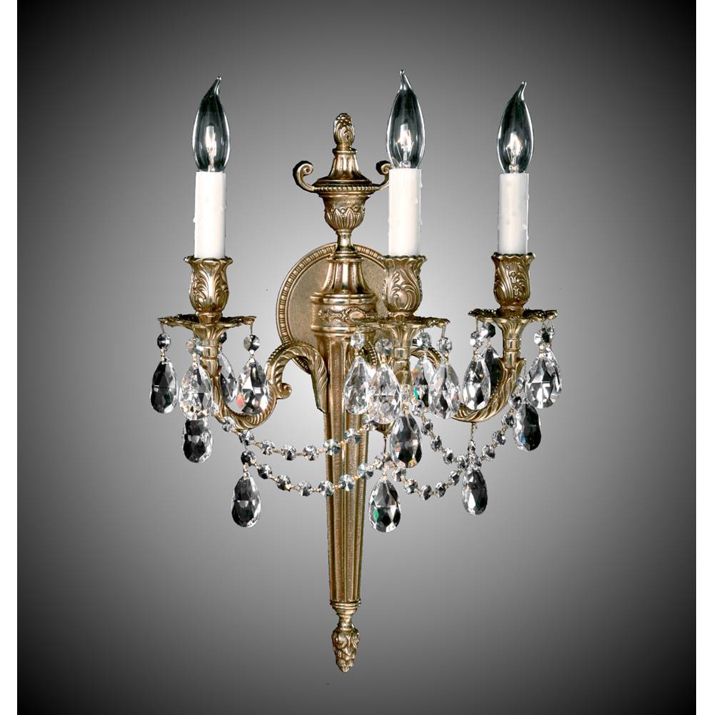 American Brass And Crystal Wall Sconces 3 Light Torch Wall Sconce