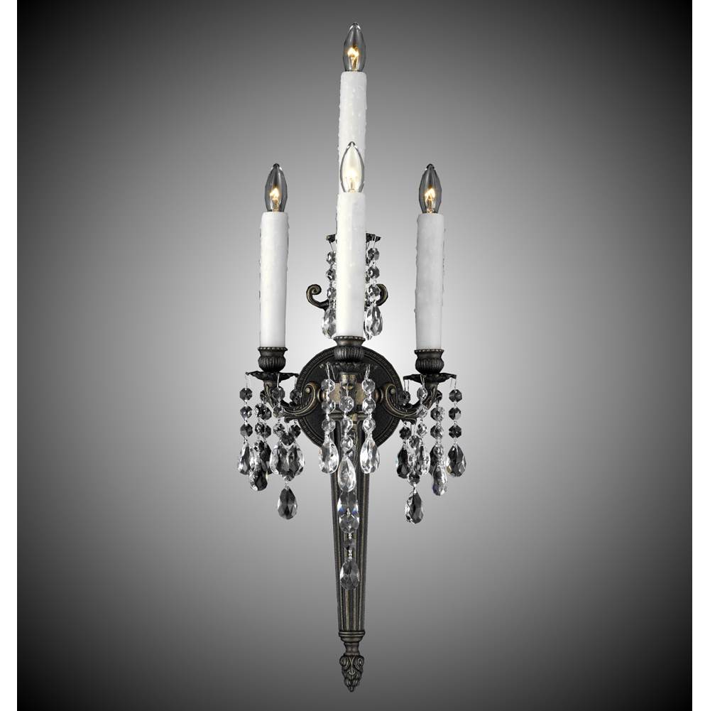 American Brass And Crystal Wall Sconces 3+1 Light Torch Wall Sconce