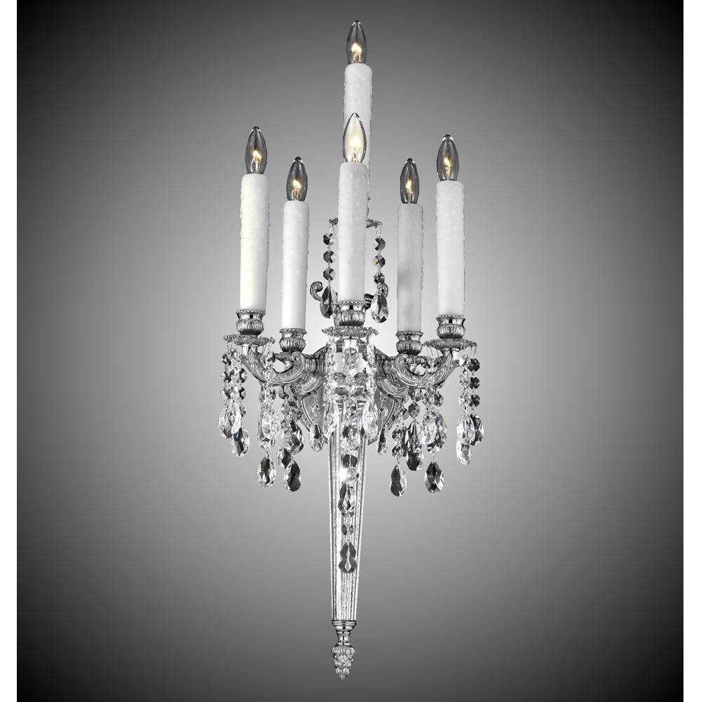 American Brass And Crystal Wall Sconces 5+1 Light Torch Wall Sconce