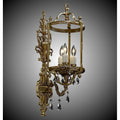 American Brass And Crystal Lantern 3 Light 8 Inch Lantern Wall Sconce With Clear Curved Glass And Crystal