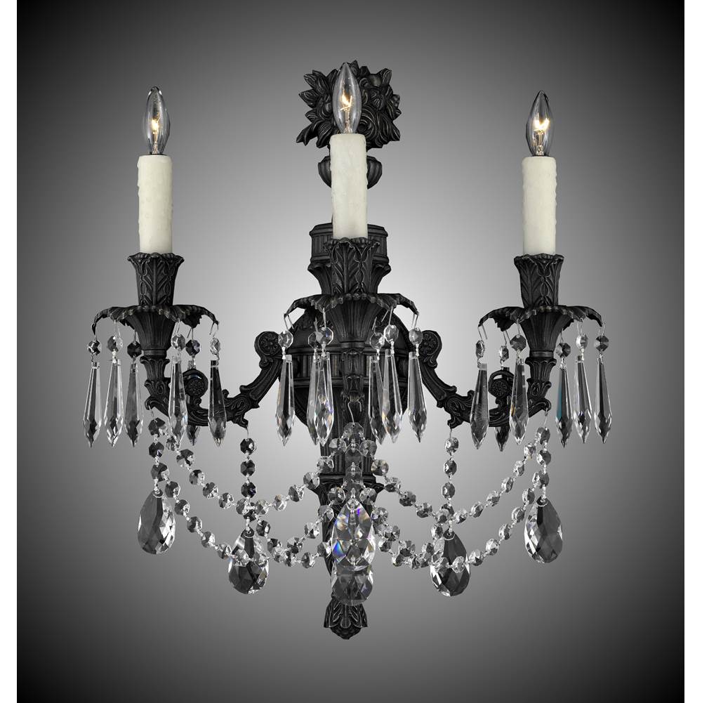 American Brass And Crystal Finisterra 3 Light Finisterra Torch Wall Sconce