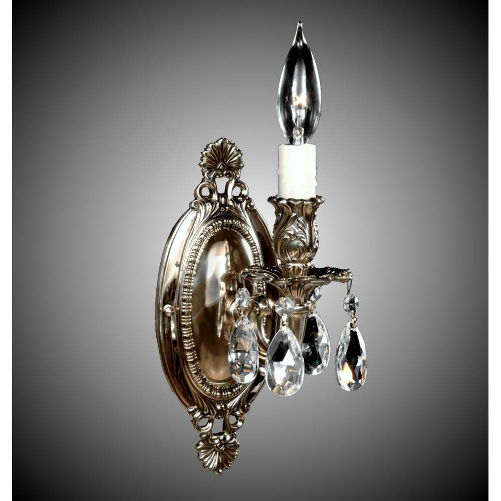 American Brass And Crystal Wall Sconce 1 Light Oblong Wall Sconce
