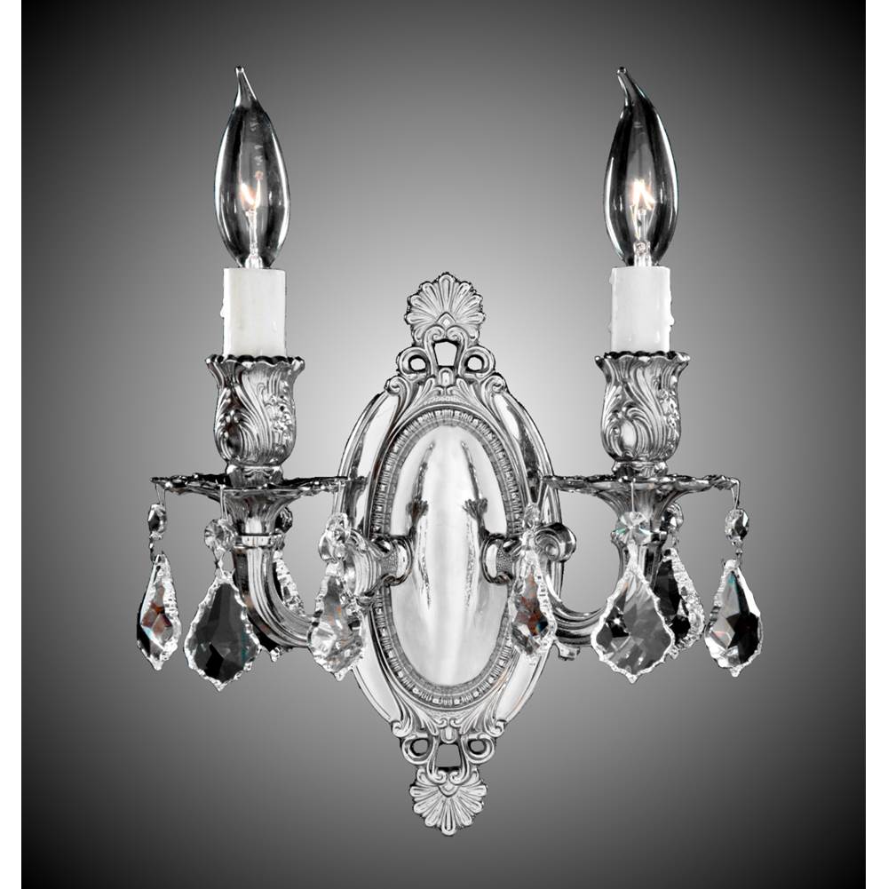 American Brass And Crystal Wall Sconce 2 Light Oblong Wall Sconce
