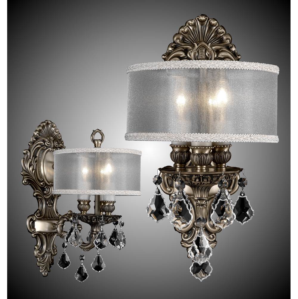 American Brass And Crystal Wall Sconce 3 Light Shaded Wall Sconce