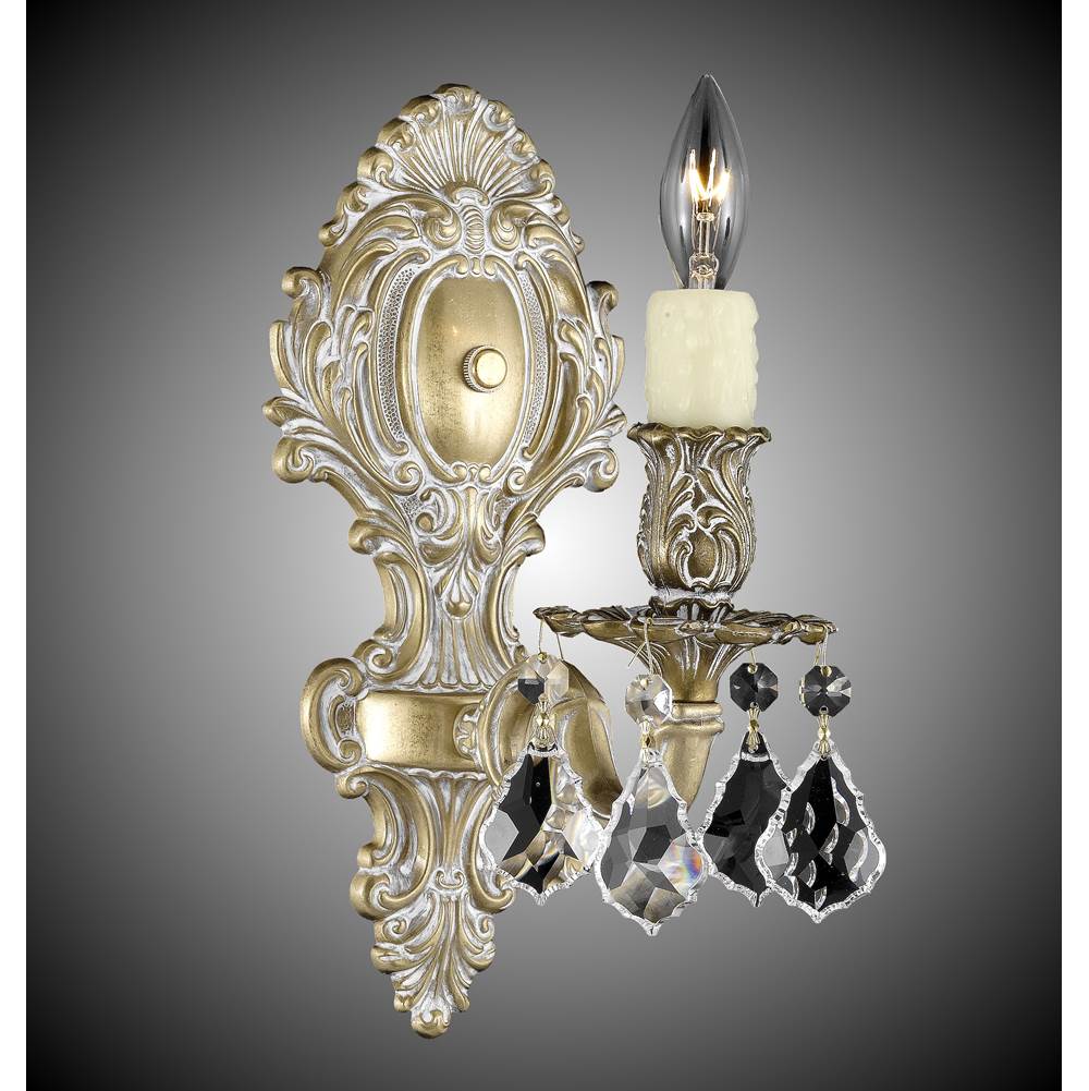 American Brass And Crystal Wall Sconce 1 Light Fleur-de-lis Small Wall Sconce