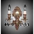 American Brass And Crystal Wall Sconce 2 Light Fleur-de-lis Small Wall Sconce