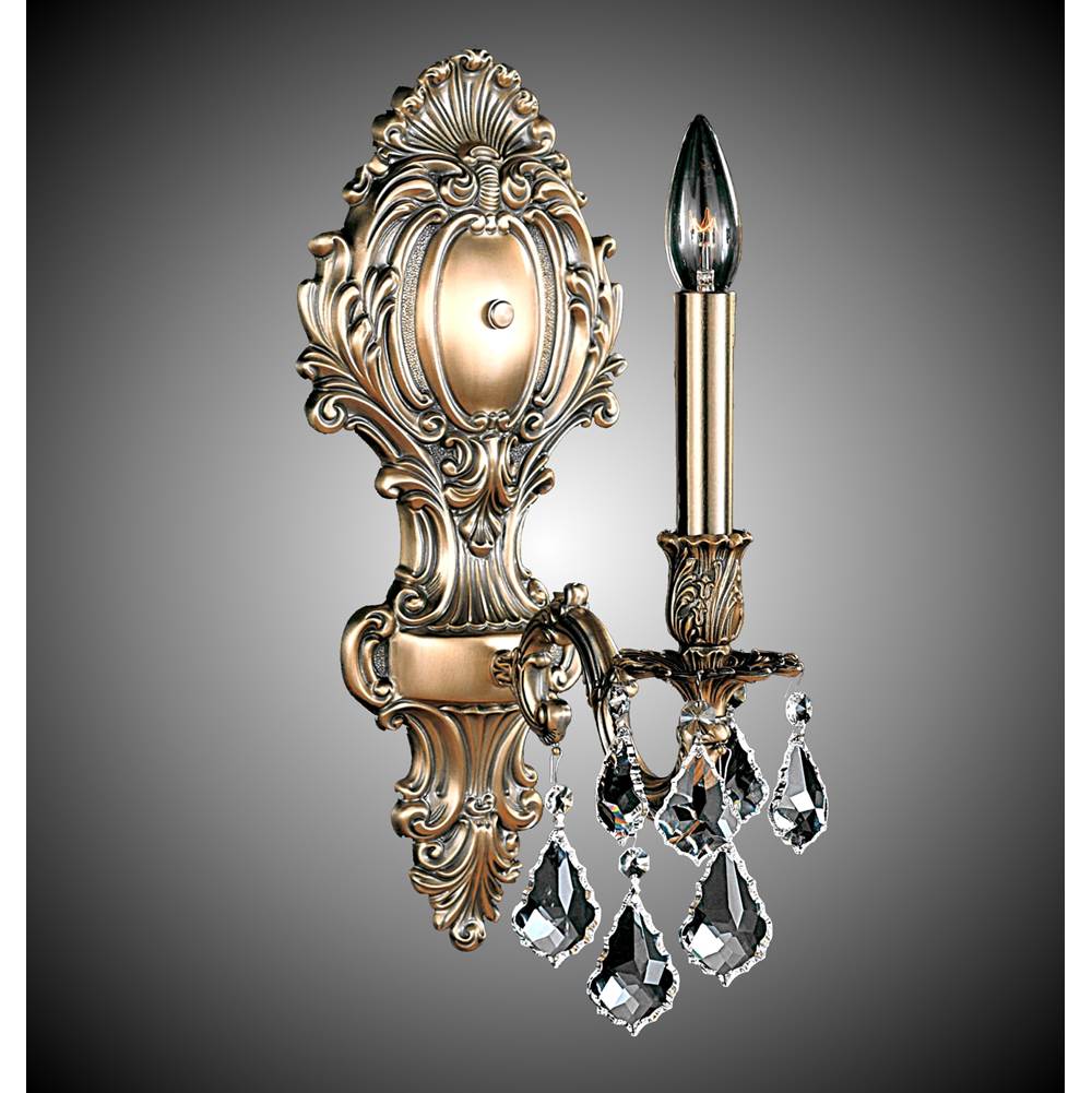 American Brass And Crystal Wall Sconce 1 Light Fleur-de-lis Medium Wall Sconce