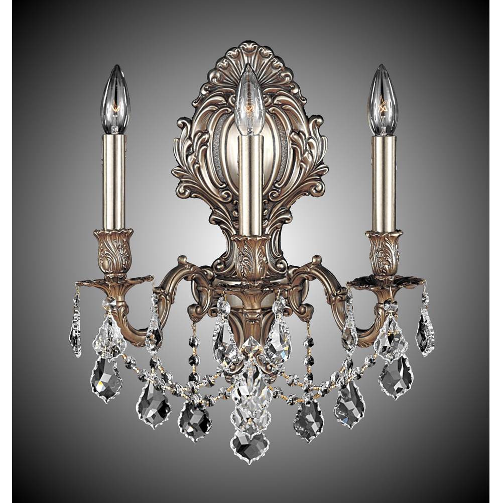 American Brass And Crystal Wall Sconce 3 Light Fleur-de-lis Medium Wall Sconce