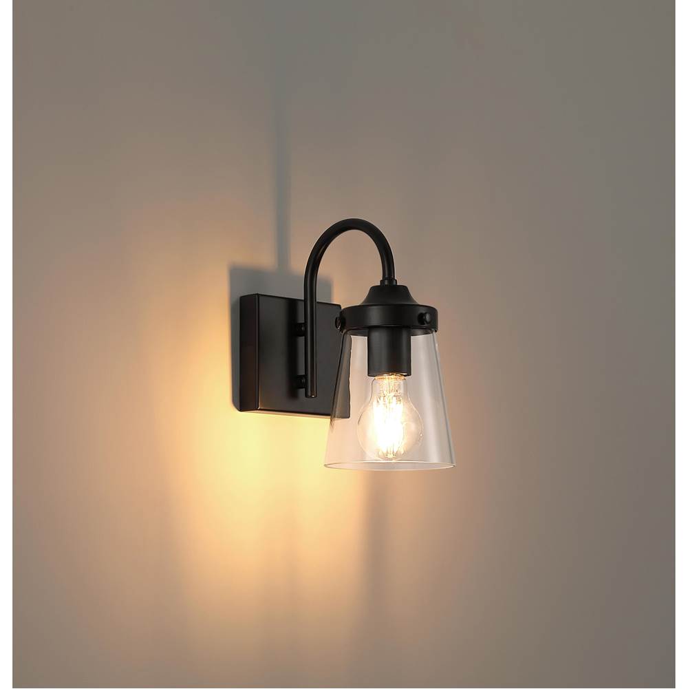 Access Lighting 62021-BL/CLR Black 1 Light Wall Sconce Image 3