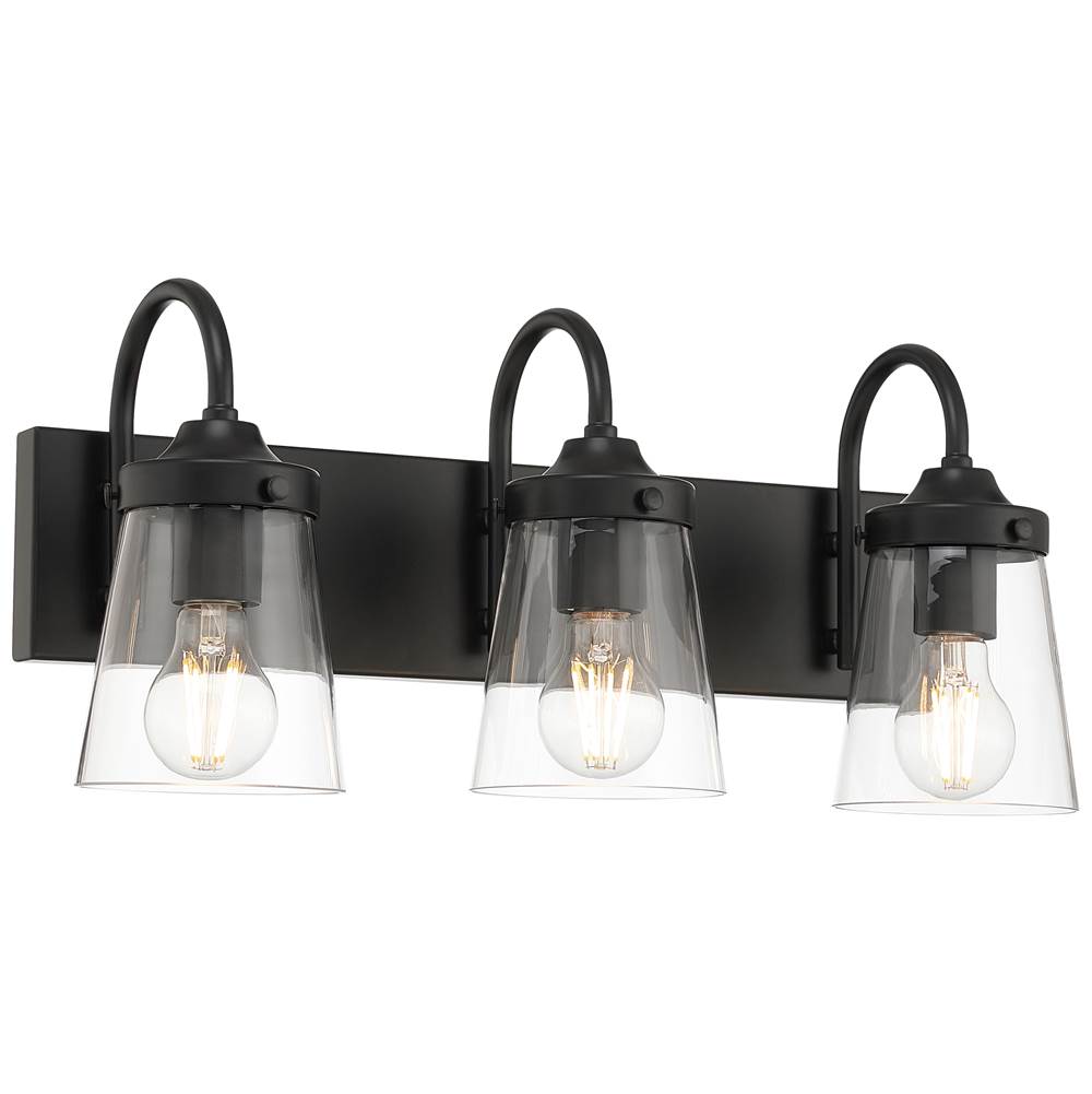 Access Lighting 62023-BL/CLR Black 3 Light Vanity Image 1