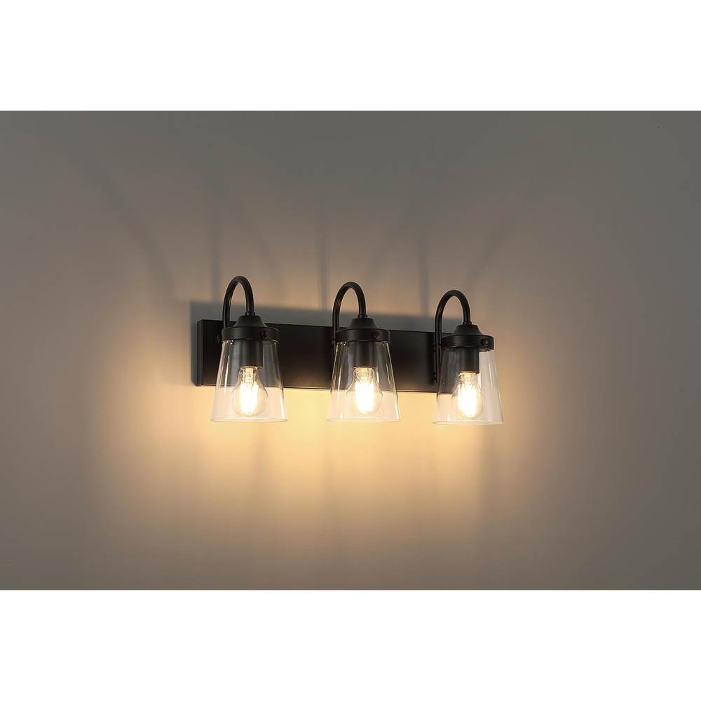 Access Lighting 62023-BL/CLR Black 3 Light Vanity Image 2