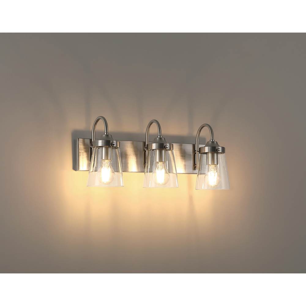 Access Lighting 62023-BS/CLR Brushed Steel 3 Light Vanity Image 2