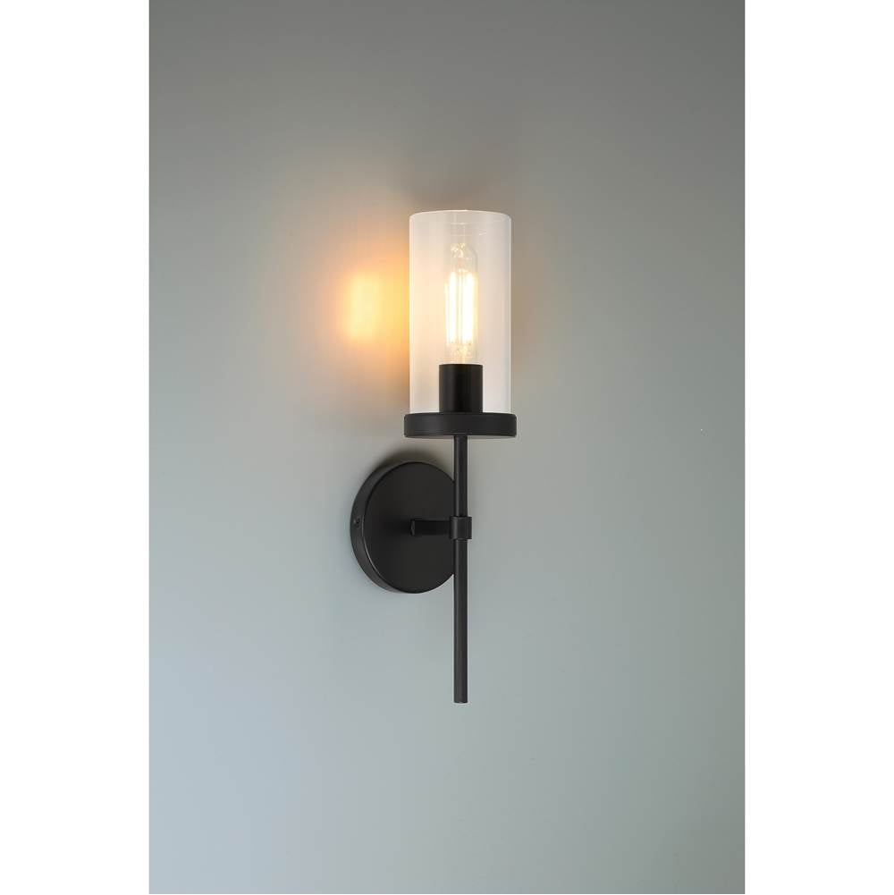 Access Lighting 62308-MBL/CLR Matte Black 1 Light Wall Sconce Image 2