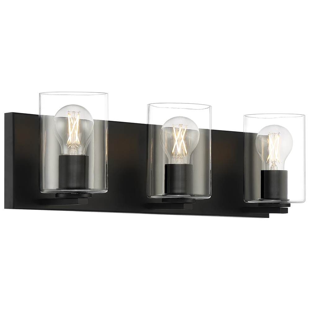 Access Lighting 62582LEDDLP-MBL/CLR Matte Black 3 Light Led Vanity Image 1