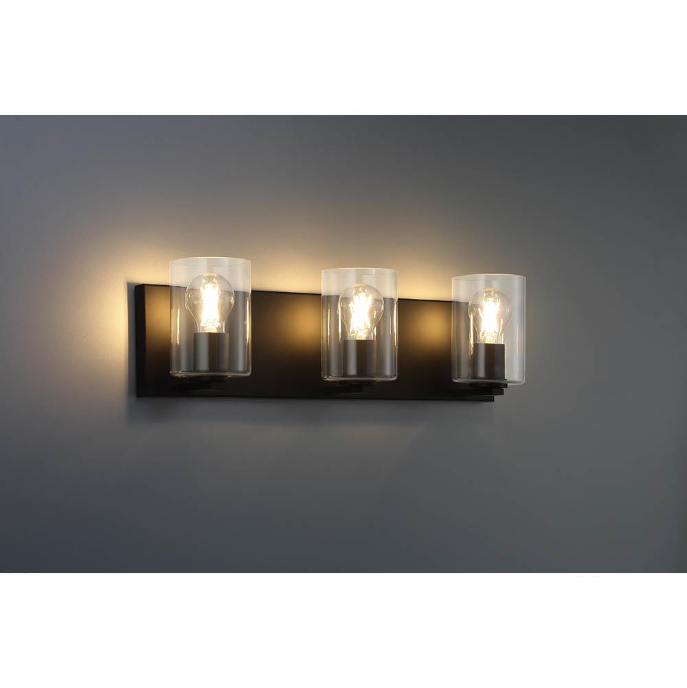 Access Lighting 62582LEDDLP-MBL/CLR Matte Black 3 Light Led Vanity Image 4