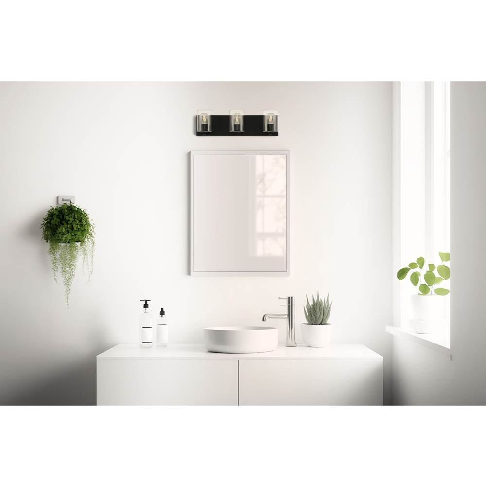 Access Lighting 62582LEDDLP-MBL/CLR Matte Black 3 Light Led Vanity Image 3