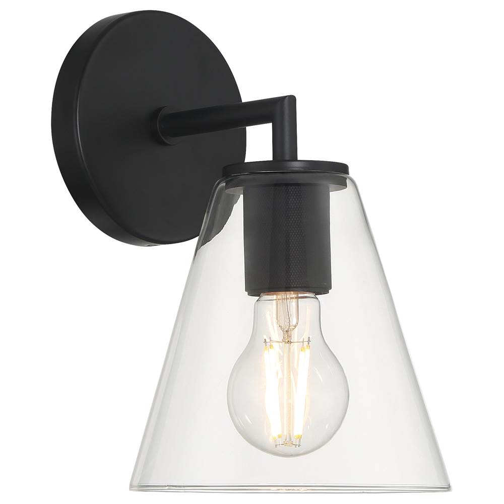 Access Lighting 62631-MBL/CLR Matte Black 1 Light Wall Sconce Image 1