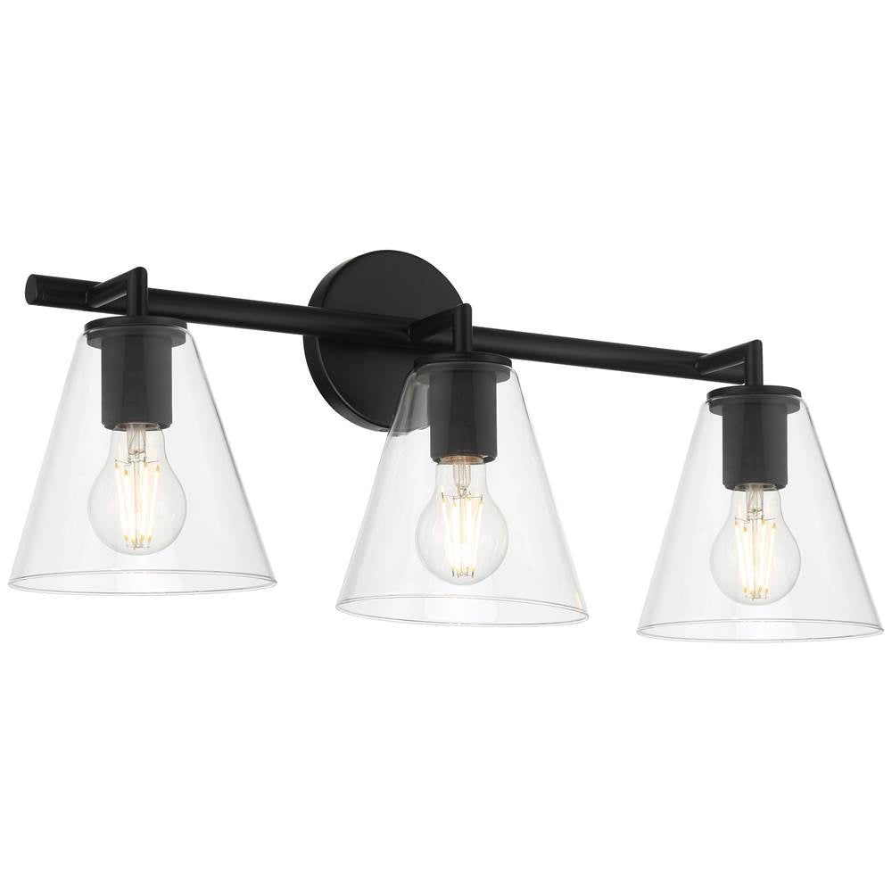 Access Lighting 62633-MBL/CLR Matte Black 3 Light Vanity Image 1
