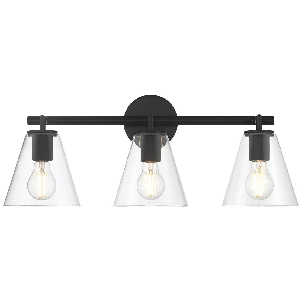 Access Lighting 62633-MBL/CLR Matte Black 3 Light Vanity Image 6