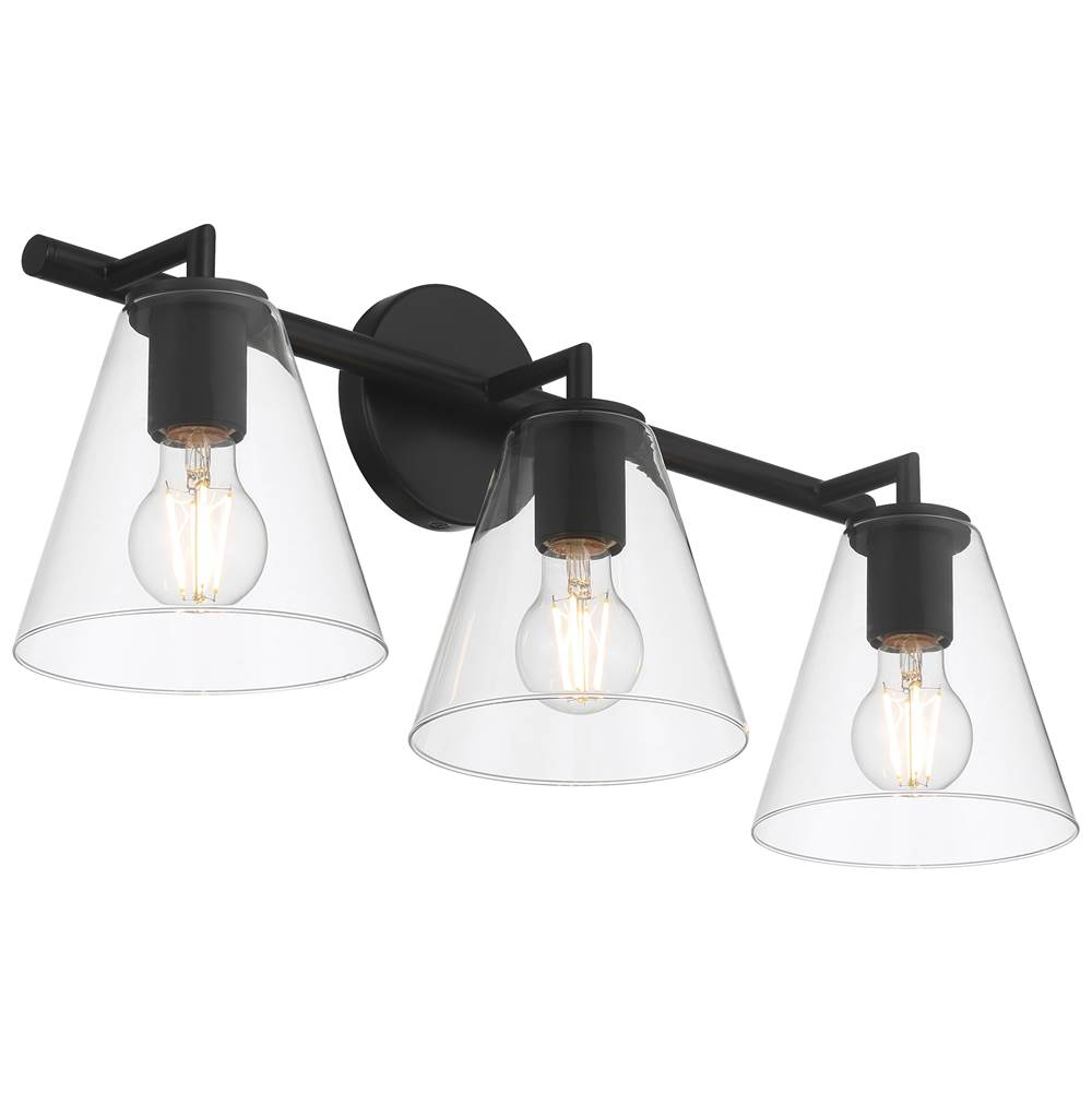 Access Lighting 62633-MBL/CLR Matte Black 3 Light Vanity Image 4