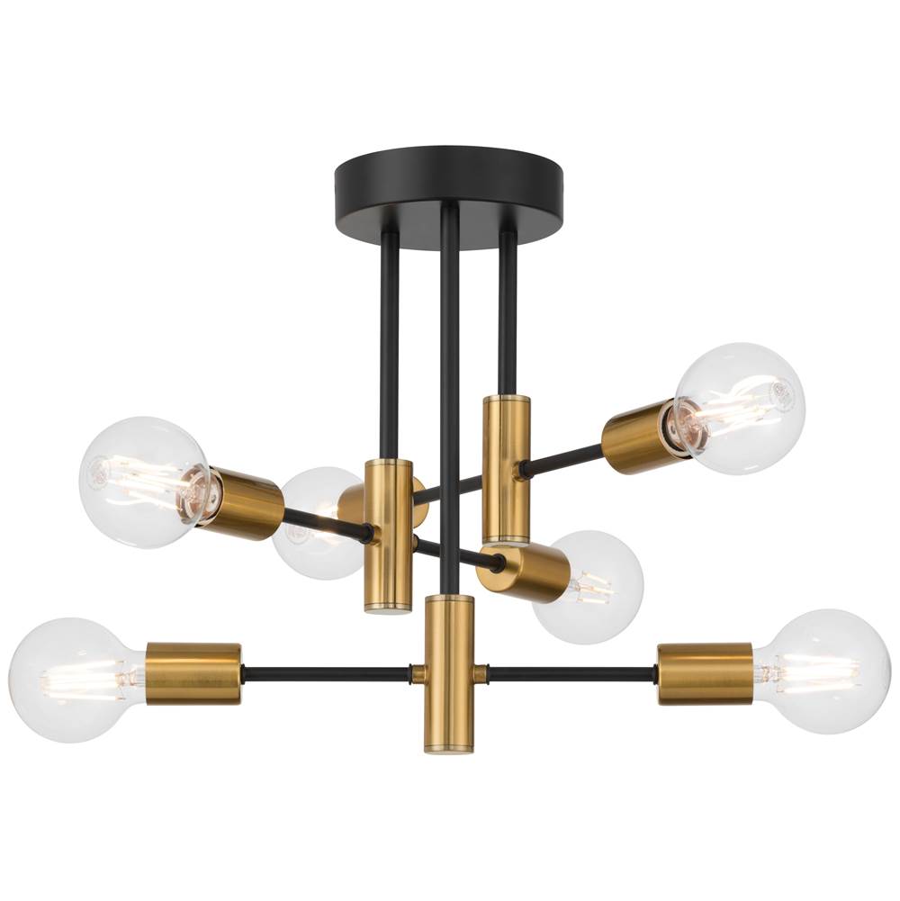 Access Lighting 63040-BWA Black,Antique Brushed Brass 6 Adjustable Light Semi Flush Image 1