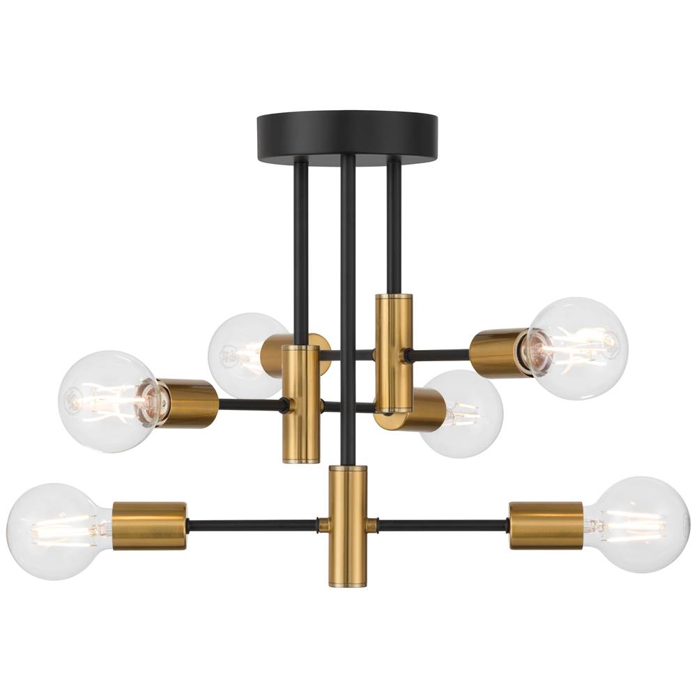 Access Lighting 63040-BWA Black,Antique Brushed Brass 6 Adjustable Light Semi Flush Image 5