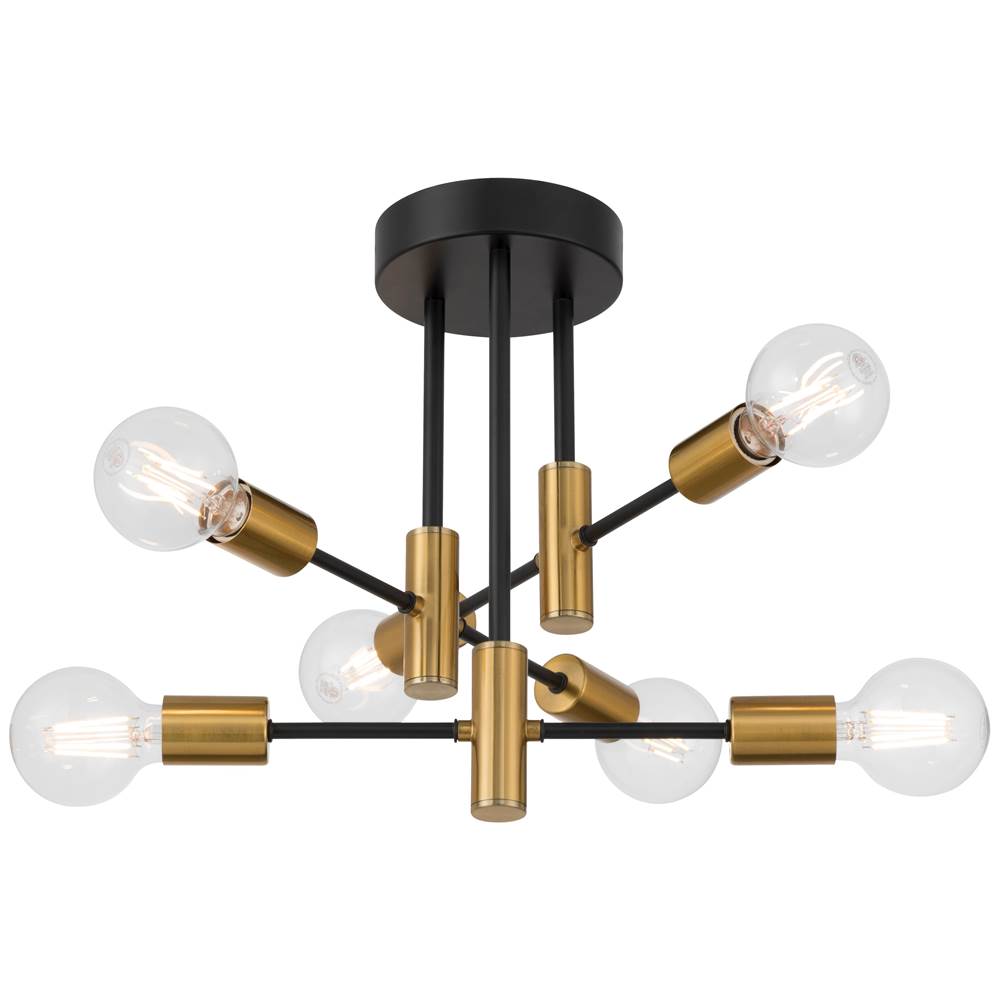 Access Lighting 63040-BWA Black,Antique Brushed Brass 6 Adjustable Light Semi Flush Image 4